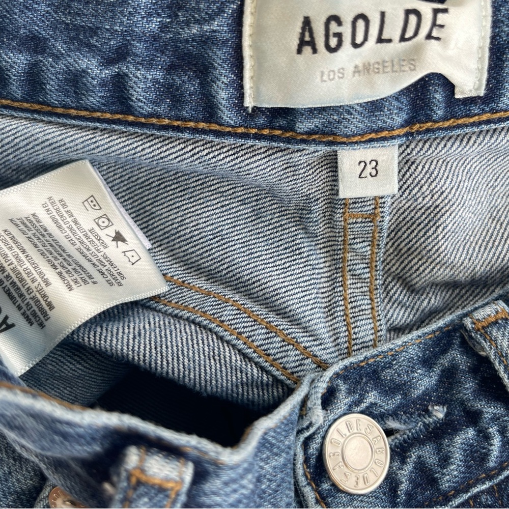 Agolde Riley Straight Crop Buttonfly Jeans Size 23 - Picture 5 of 8